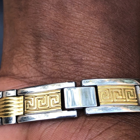 NW Yellow Gold over Stainless Steel bracelet, 8” L - Picture 1 of 7